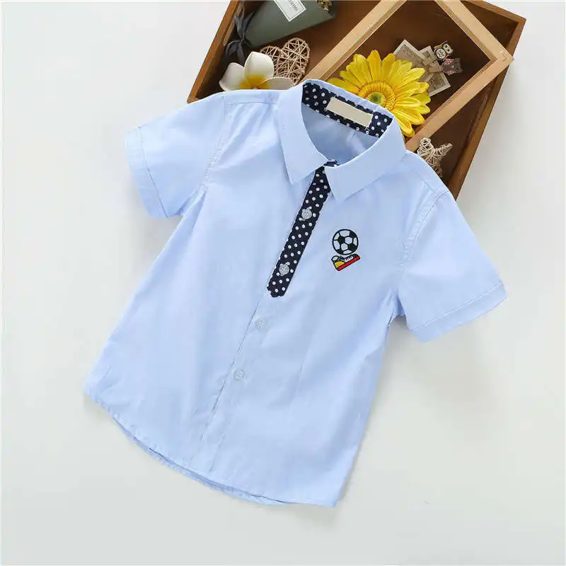 Новая летняя рубашка с короткими рукавами белая рубашка для мальчиков с героями мультфильмов одежда для студентов Модная хлопковая Детская рубашка из ткани "Оксфорд" - Цвет: Красный
