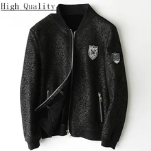 Мужская куртка из натуральной кожи, зимнее пальто из овчины для мужчин, пальто из натурального меха, Осеннее короткое пальто, куртки 7588 KJ1447