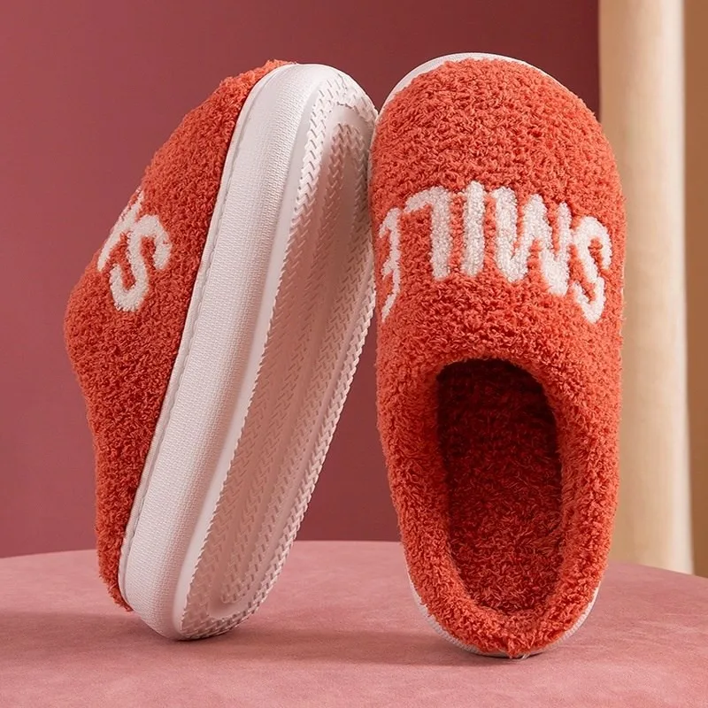 Shoes Men Plush-Slippers High-Heels Furry Women Couples Bedroom Soft-Sole Comfort Winter
