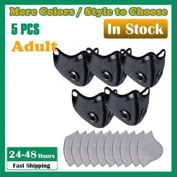

5PC Mouth-muffle Washable Reusable mascarilla + 10PCS Safety Air Fog Gasket Unisex Protect Cover Adjustable Mascarillas In Stock