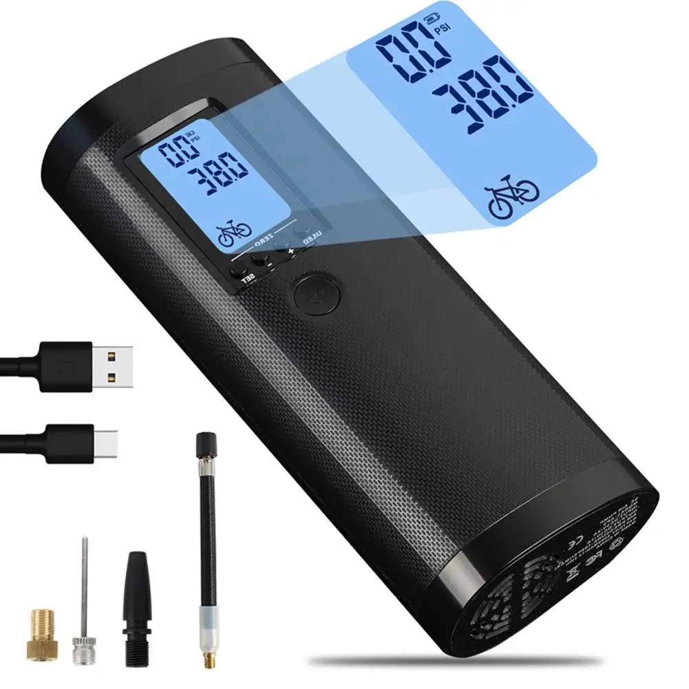 

100PSI Bicycle Electric Tire Inflator Bike Tire Pump Air Compressor Smart Multi-functional Inflator Portable Power Bank
