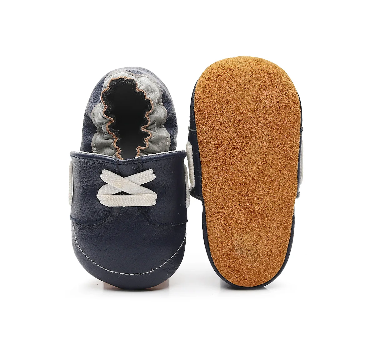 Модная стильная детская обувь из натуральной кожи; мокасины для новорожденных мальчиков и девочек; Мягкая Обувь На Шнуровке; нескользящая обувь для малышей
