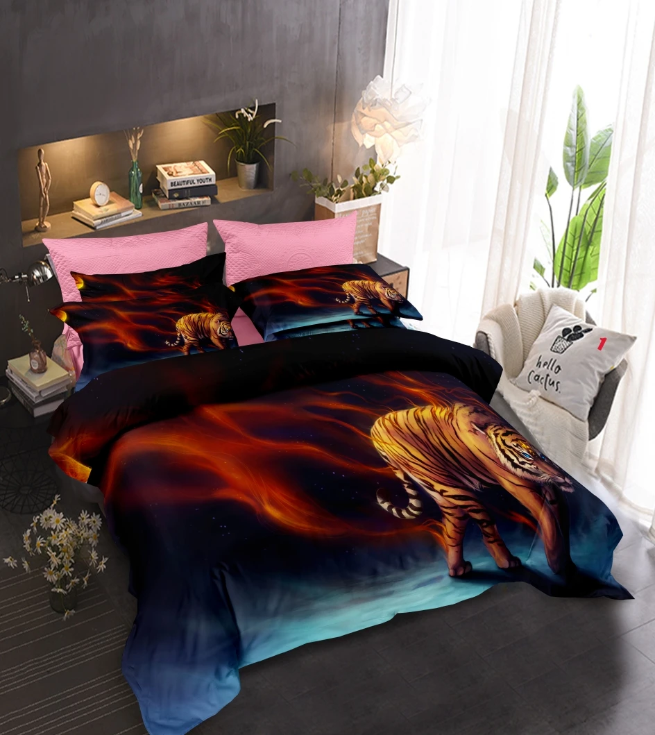 Tag Bedding Set Single Twin Full Queen King Size Animal Lion Wolf Bed Children's Kid Bedroom Duvetcover Sets 020 | Дом и сад