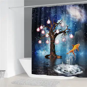 

Merry Christmas Waterproof Bathroom Curtain Christmas Decoration Shower Curtain With 12 Hooks New