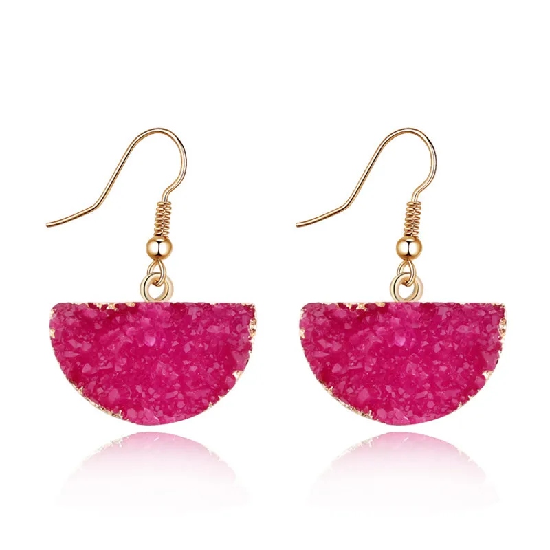 13BELLAHYDIARY Bijoux Geometric Semicircle Druzy Resin Drop Earrings For Women Jewellery Pendientes Earings 2019 Wedding Earing