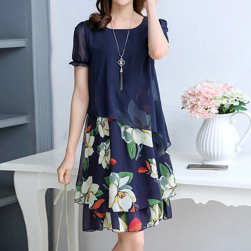 plus size floral chiffon dresses