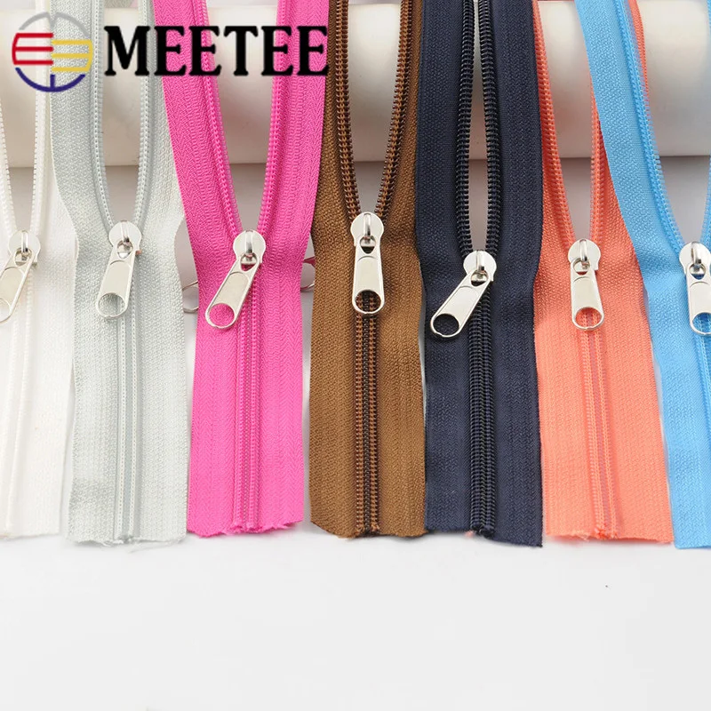 Meetee 10/20M 5 Nylon Code Coil Zipper Colorful Double Sided Pull Tab