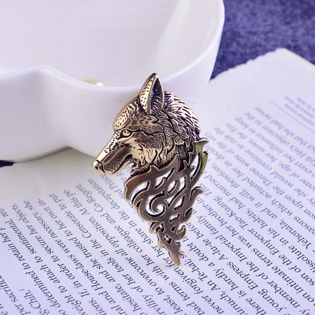 Vintage Rhinestone Crystal Flower wolf Animal Brooch Wedding Bridal Broach Lapel Pin