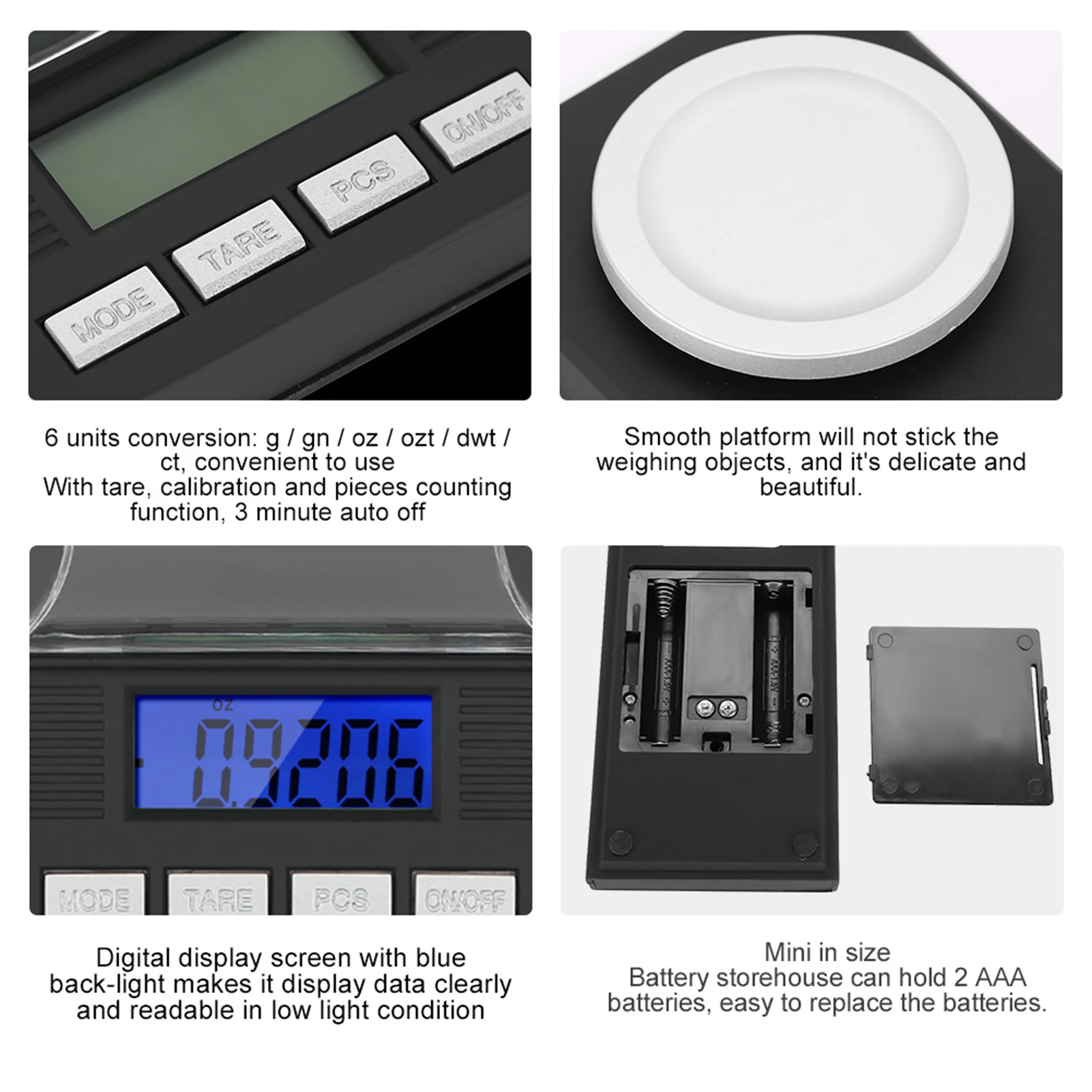 미니 휴대용 전자 디지털 저울, 고정밀 포켓 쥬얼리, 다이아몬드 보석 무게 저울, 0.001g, 10g, 20g, 50g, 100g