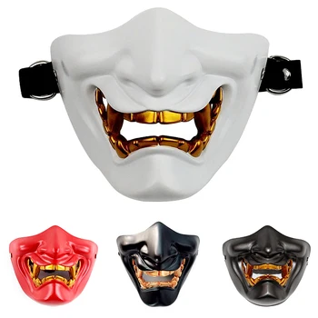 

Airsoft Paintball Military Tactical Prajna Half Face Mask Samurai Hannya Horror Skull Halloween Hunting Protective Half Masks
