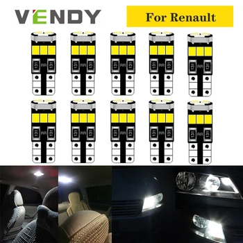 

10pcs Car W5W T10 LED Lights 168 Bulb Auto Lamp 2835 SMD For Renault Trafic Safrane megane 2 duster logan laguna Koleos kangoo