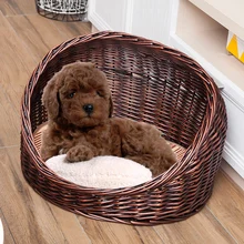 Четыре сезона ротанговый питомник Плетеный кошачий домик кошачий наполнитель кошачья комната клетка для питомцев съемная и моющаяся маленькая плюшевая собака