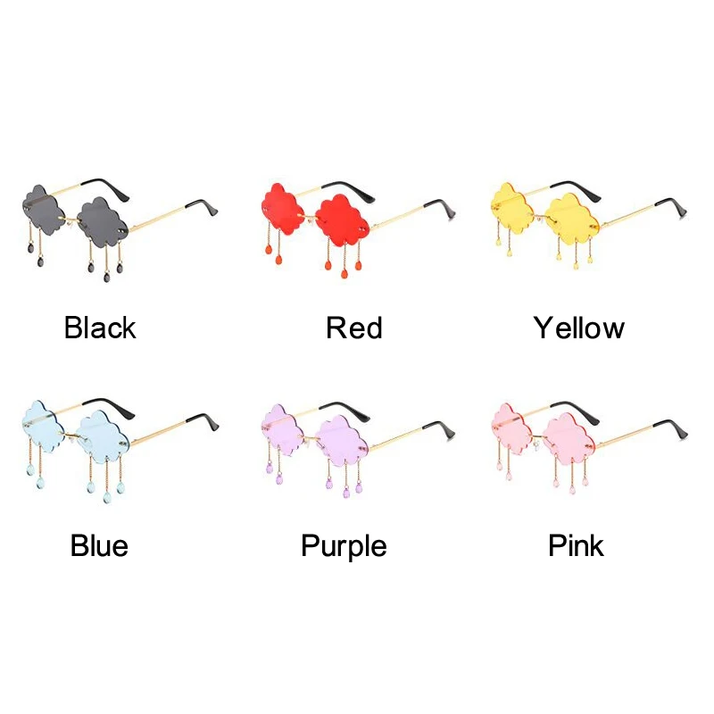 Vintage Rimless Sunglasses Woman Fashion Clouds Sun Glasses Female Retro Tassel Raindrop Trending Oculos De Sol Feminino_voghion.com