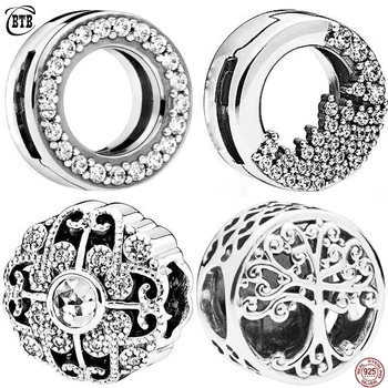 

NEW 925 Silver Sparkling Icicles Pave Snowflake Tree of Life Beads Charm Fit DIY Reflection Bracelet Women Original Jewelry