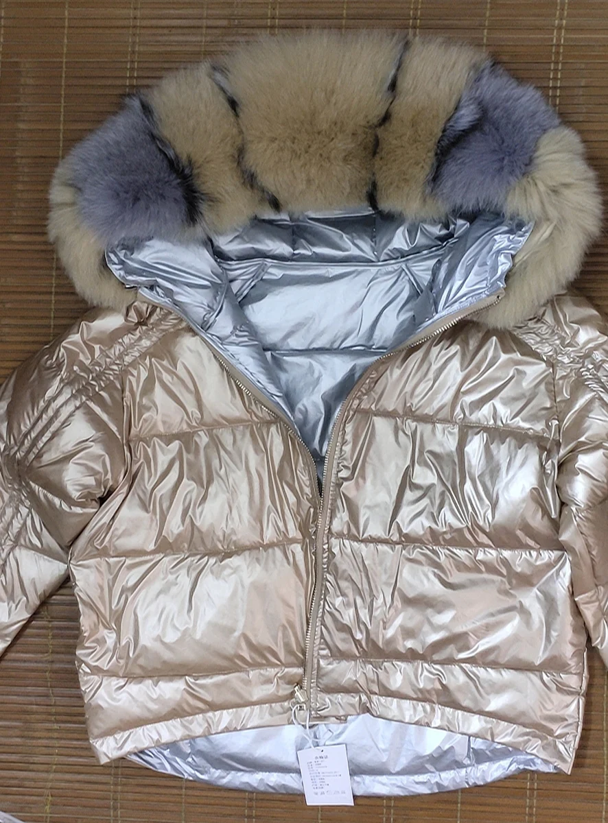 Зимняя женская куртка из натурального меха, шуба из натурального Лисьего меха, капюшон, съемный короткий пуховик, белая куртка на утином пуху, Толстая теплая куртка