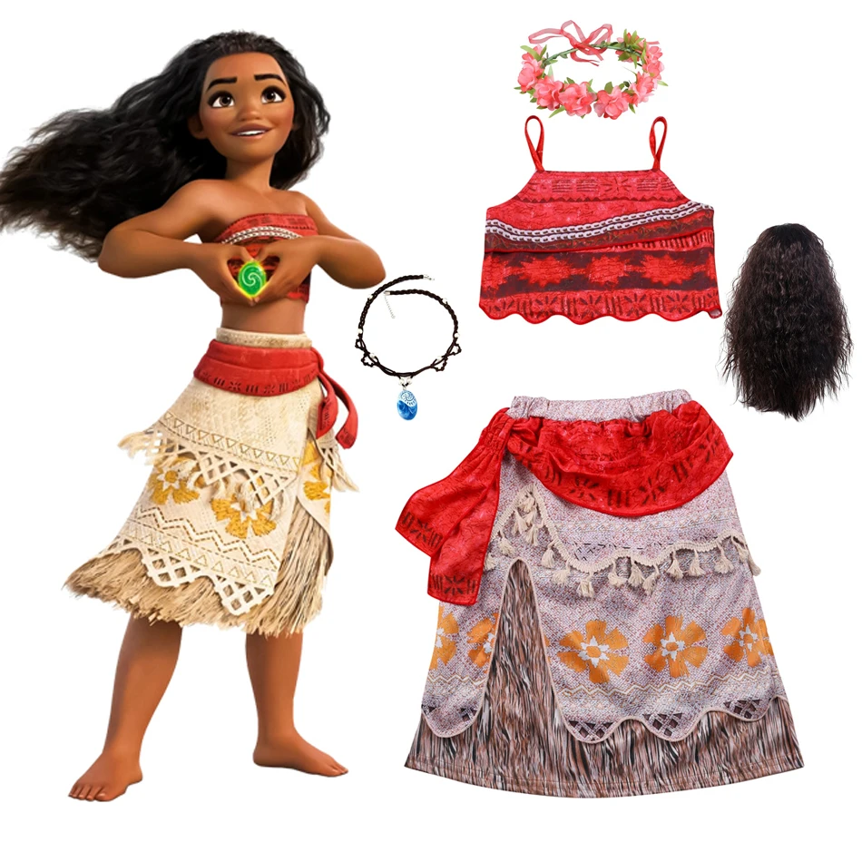 Disney Moana Dress Kids Girls Clothes Cosplay Costumes Princess Vaiana