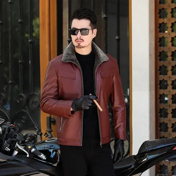

Plus size 8XL 6XL 5XL Men's Autumn Winter Motorcycle Leather Jacket Windbreaker PU Jackets Male Outwear Warm Baseball Jackets