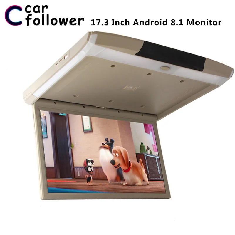 17,3 дюймов Android крепление на крышу MP5 монитор HD 1080P видео ips экран wifi/HDMI/USB/SD/FM/Bluetooth/монитор с динамиком в автомобиле
