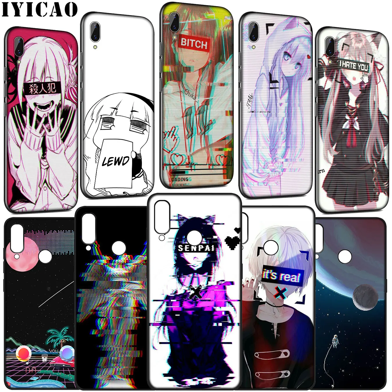 

IYICAO Vaporwave Space Anime Soft Silicone Case for Huawei Y9 Y7 Y6 Prime 2019 Honor 20 10 9 9X 8C 8X 8 Lite 7C 7X 7A Pro