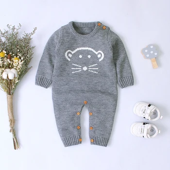 

Autumn Cute Baby clothes Knitted Bear Romper Newborn Infant Baby Boy Girl Weave Long Sleeve Rompers Jumpsuit Clothes Outfits
