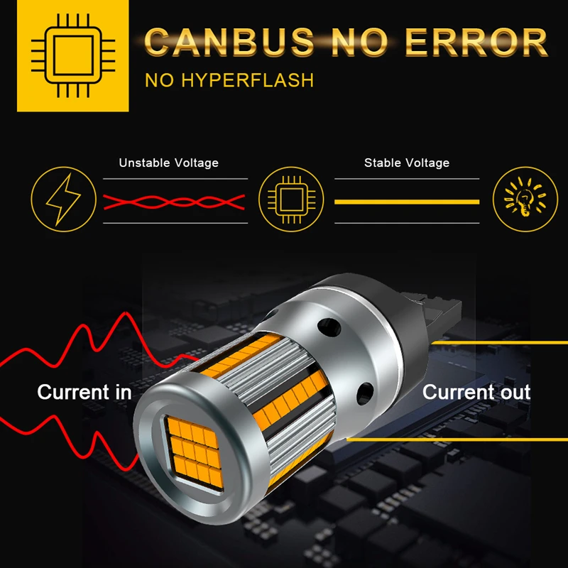 2 шт. без ошибок гипер вспышка Поворотная сигнальная лампа T20 7440 W21W СВЕТОДИОДНЫЙ Фонарь 1156 BA15S P21W Canbus автомобильные огни янтарно-желтый 12 В