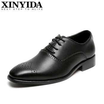 

2020 Summer Fashion Men's Dress Shoes Lace Up Business Formal Leather Shoes For Men Pointed Toe Causal Brogue Shoes Size 38-44