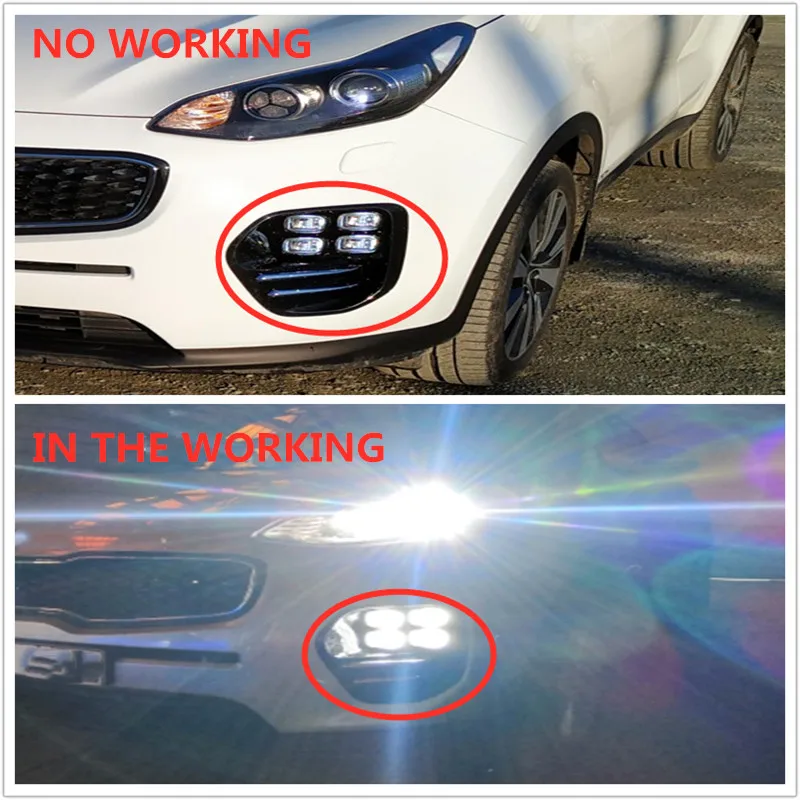 Противотуманные фары от изготовителя лампы подходят для Kia Sportage QL KX5 Светодиодный дневной ходовой свет набор Авто белый светодиод для автомобиля DRL свет
