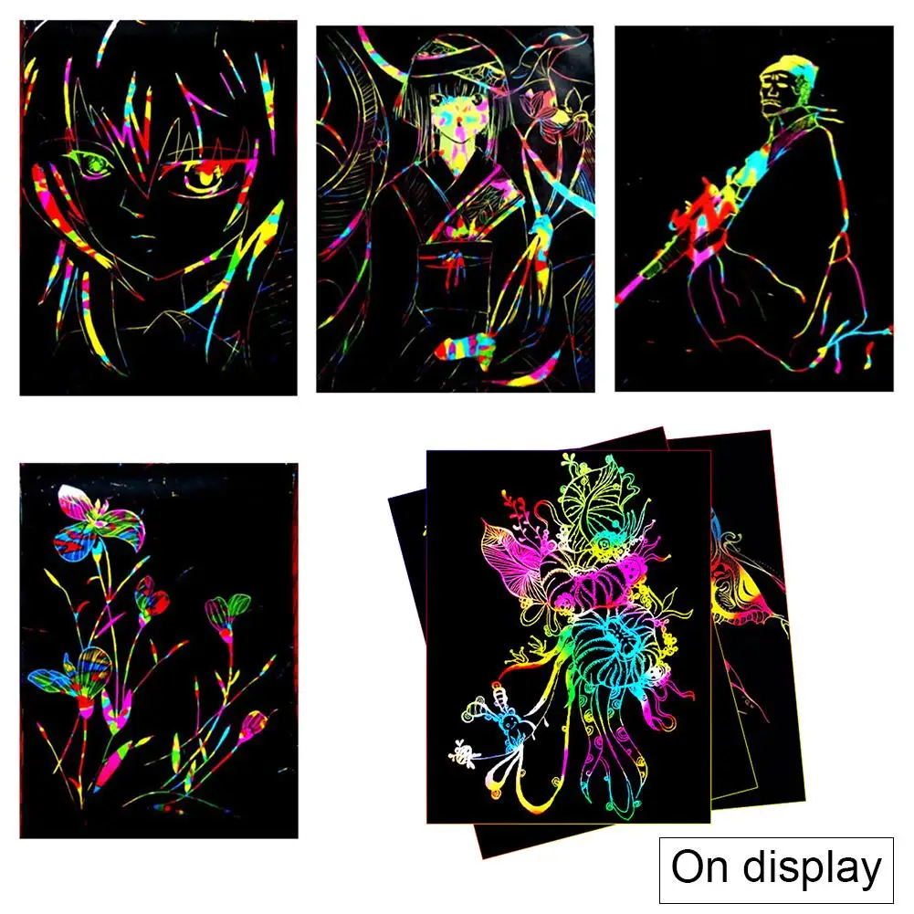 10 шт. бумага для скретч Арта красочная Когтеточка для детей царапины DIY живопись граффити скрепляющая бумага для скретч арта