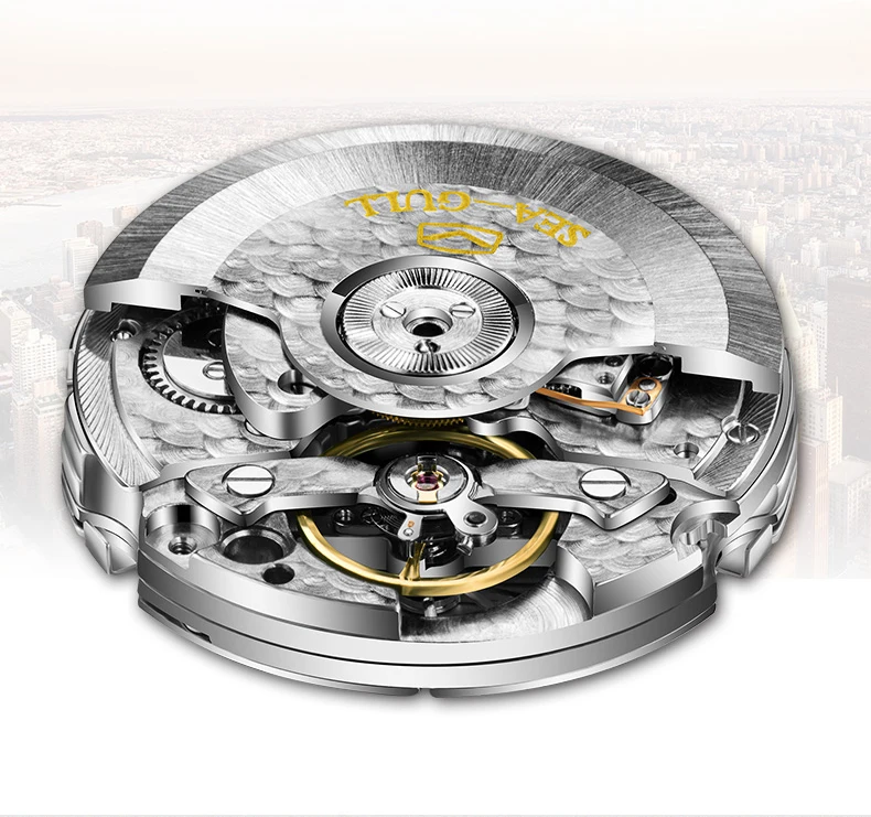Seagull бизнес часы мужские механические наручные часы Неделя Календарь 50 м водонепроницаемый кожаный мужской браслет застежка часы M171S