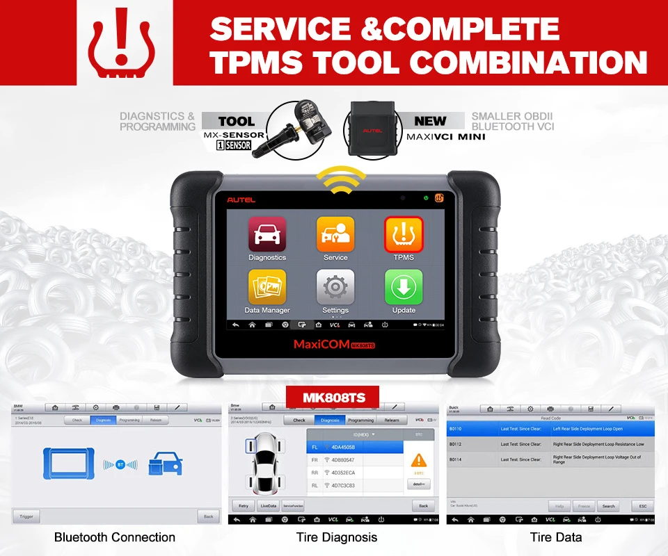 Autel MaxiCOM MK808TS MK808BT OBD2 сканер инструмент для диагностического сканирования