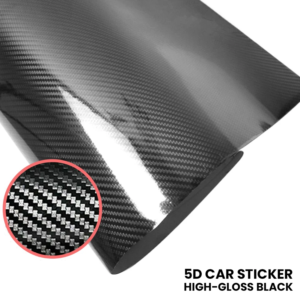 *5D Ultra Gloss Black Basic Carbon Fiber Vinyl Wrap Sticker Decal Film Sheet DIY 