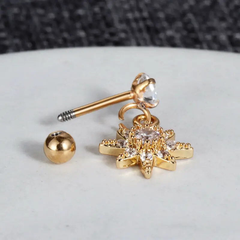 Women Fashion Surgical Ear Piercing Small Flower Crystal Stud Earring Cartilage Helix Tragus Accessories Decor | Украшения и