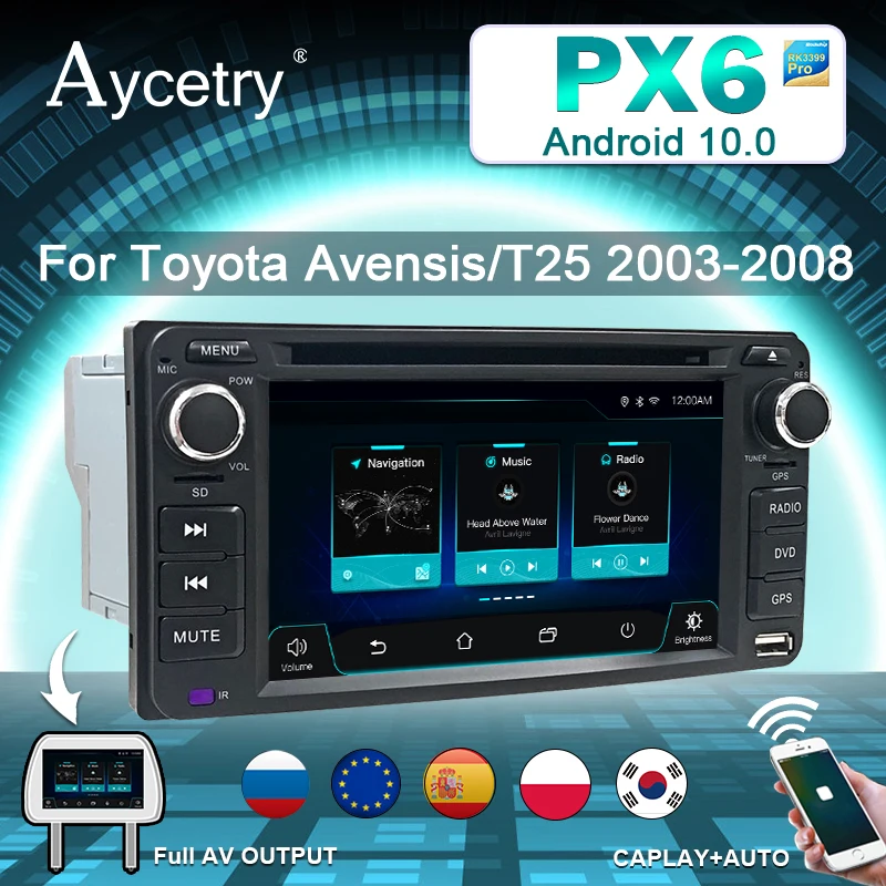 Автомагнитола PX6 мультимедийный стерео-плеер на android 10 с экраном для Toyota Corolla RAV 4