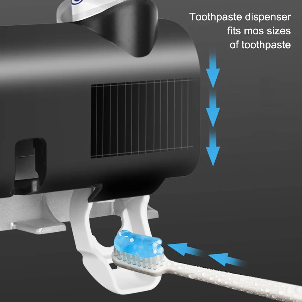 Uv Toothbrush Holder Cleaner Solar Usb Powered Wall Mount Toothbrush Holder Toothpaste Dispenser For Bathroom