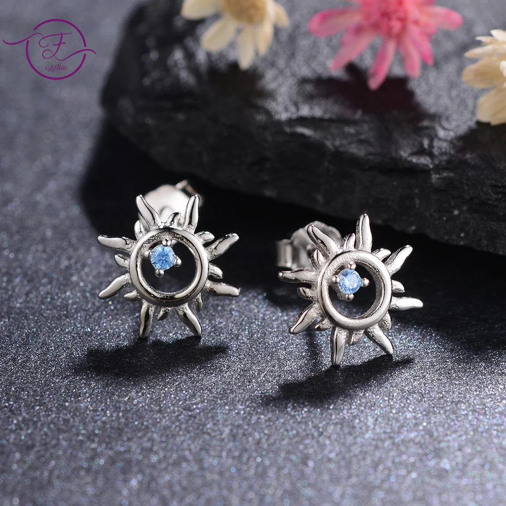 

Hot Sale 925 Sterling Silver Earrings Hollow Sun Stud Earrings for Women Men Luxury Fashion Fine Jewelry Gold Earrings