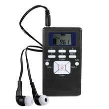 Mini Portable FM Radio DSP Digital Clock Receiver Clip-on Radio w/ 1.2" LCD Screen for Meeting Simultaneous Interpretation