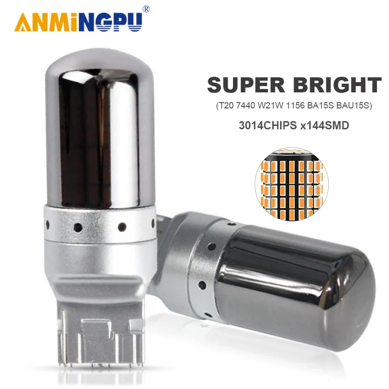 ANMINGPU сигнальная лампа Led T20 7440 W21W супер яркий 3014SMD P21W 1156 BA15S BAU15S PY21W сигнала поворота