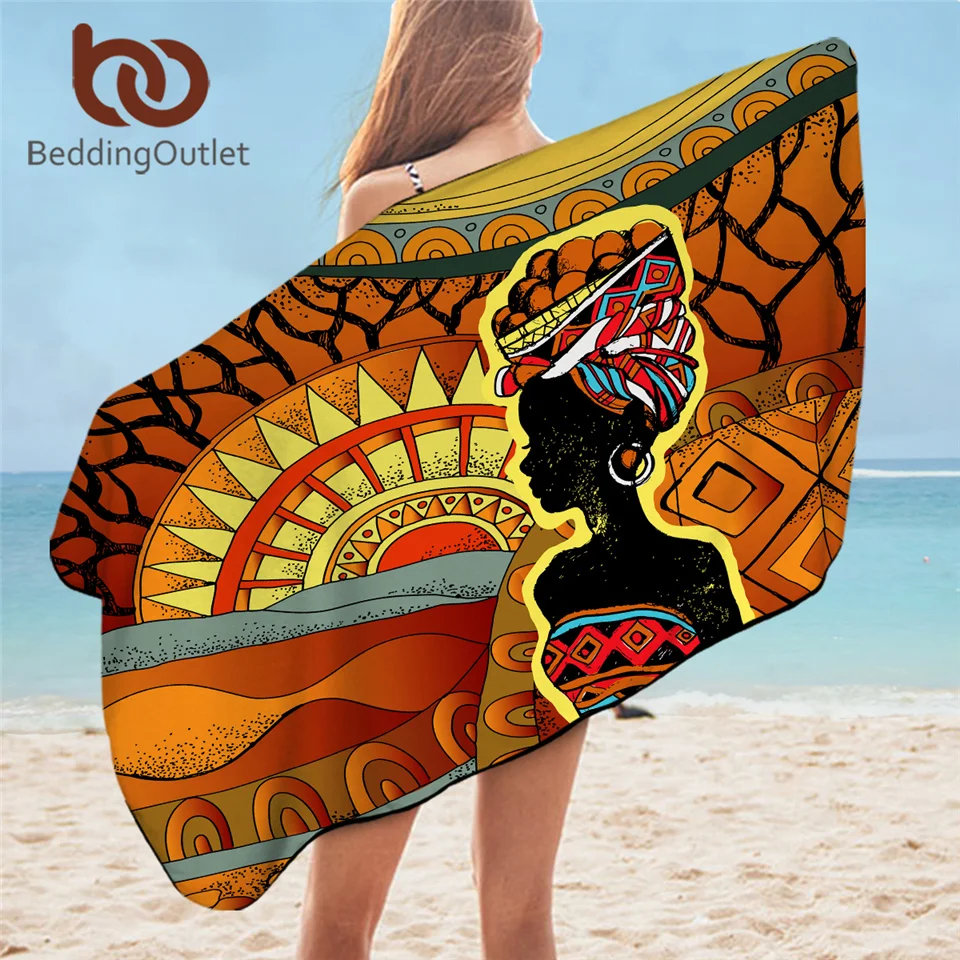 

BeddingOutlet African Beach Towel Woman Bathroom Towel Desert Geometric Sunblock Wrap Blanket 75x150cm Toalla Exotic Adult Towel