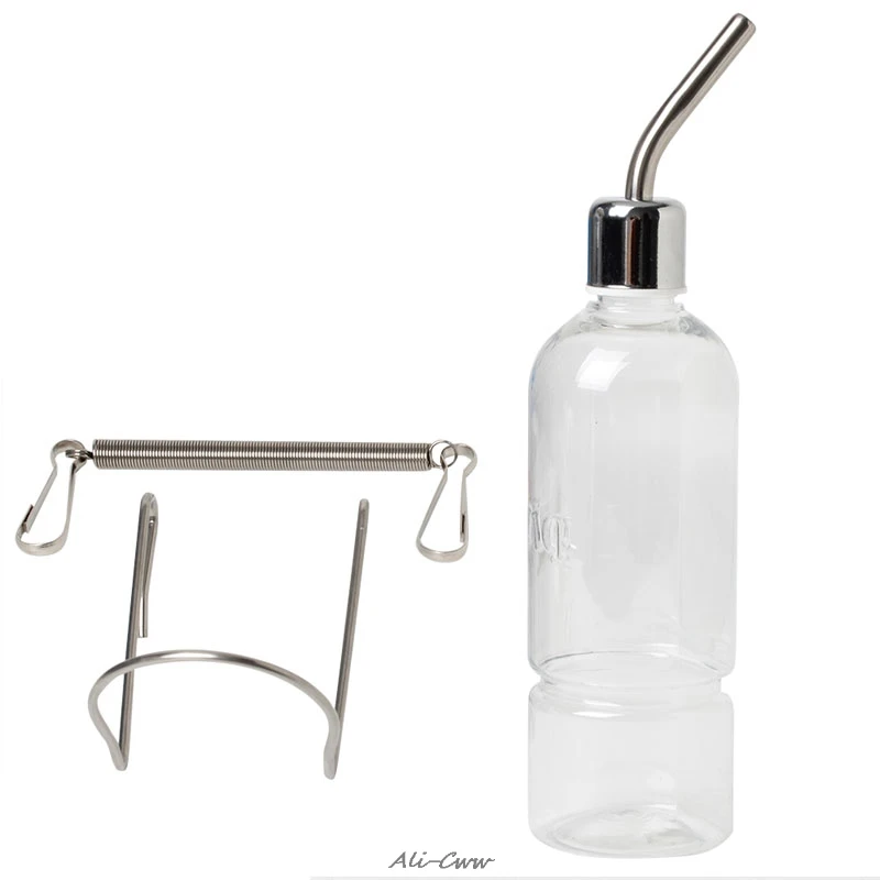 Botella de agua potable para mascotas, alimentador cilíndrico dispensador de conejos y hámster, 350ml, 1 unidad