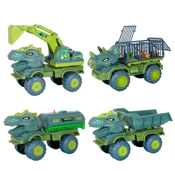 משאית דינוזאור עם בובות דינוזאורים