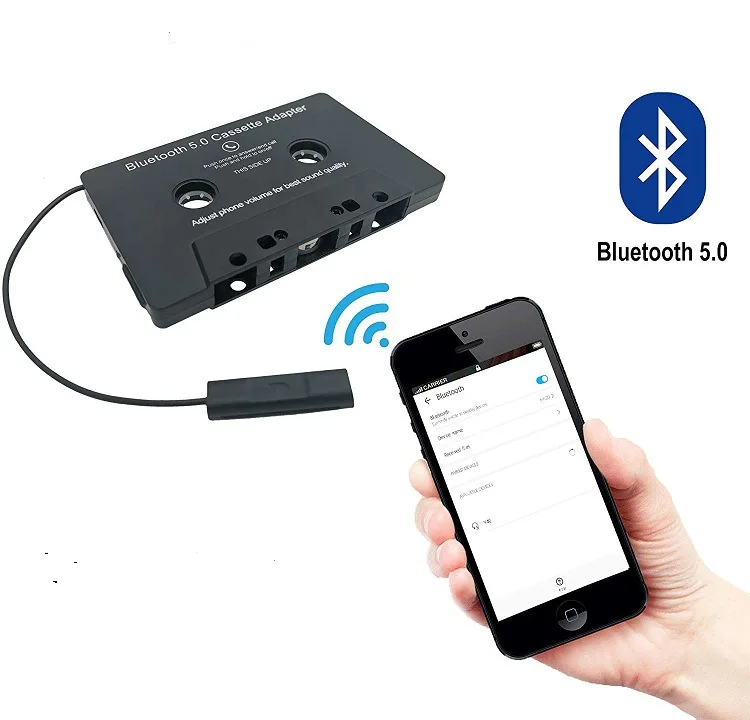 Car Bluetooth 5.0 Tape Cassette Adapter with Microphone 6H Music Time 168H Standby Smartphone Cassette Adapter Car MP3 Phone