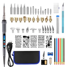 New-56Pcs, деревянный комплект для выжигания, профессиональный набор для пирографии с регулируемой температурой, ручка для пирографии, штепсельная вилка США