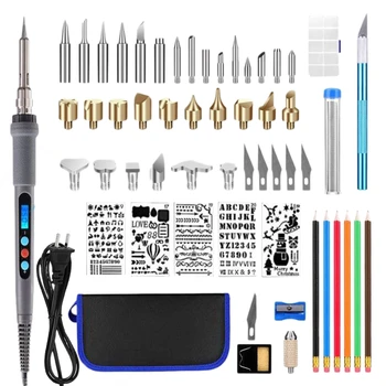 

New-56Pcs Wood Burning Kit Professional Pyrography Set with Adjustable Temperature Pyrography Pen Us Plug
