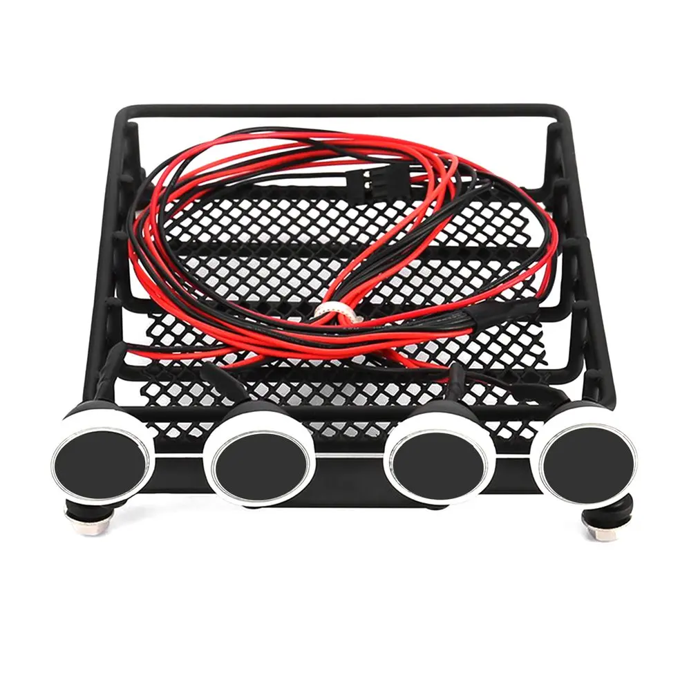 Roof Rack Luggage Carrier With 4 Round LED Lights Lamp Universal Car Truck Basket TAMIYA CC01 AXIAL SCX10 RC4WD | Игрушки и хобби