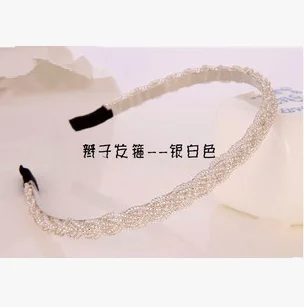 Korean-style Linen Flower Color Braid Crystal Headband Entirely Handmade Weaving Fishing Line Bead Beaded Bracelet Wire Wound Ha