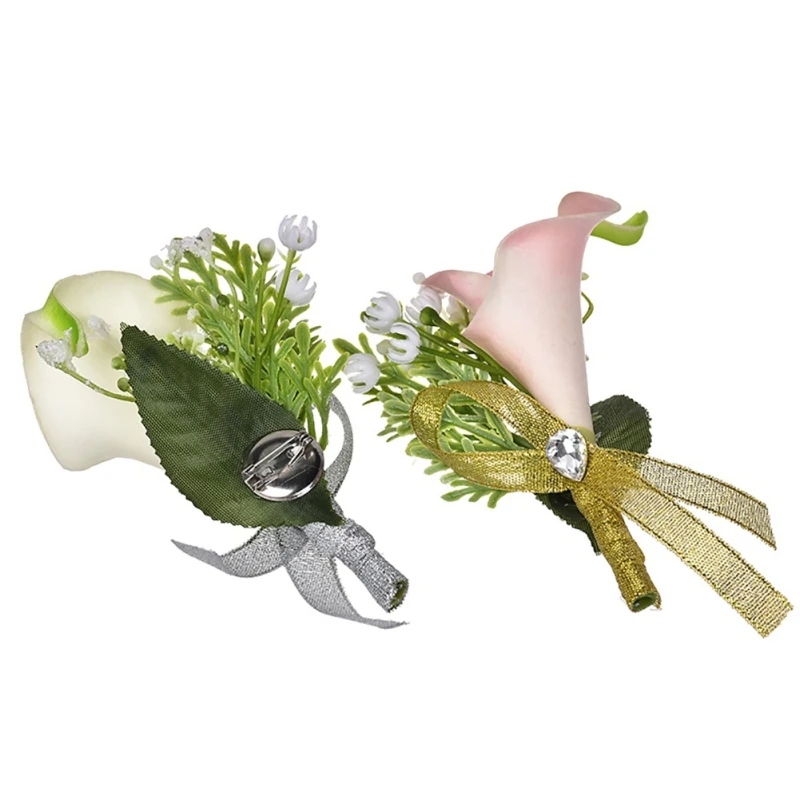 

Handcrafted Artificial Bridegroom Groom Men's Brooch Corsage Flowers With Pin For Wedding Prom Homecoming Party