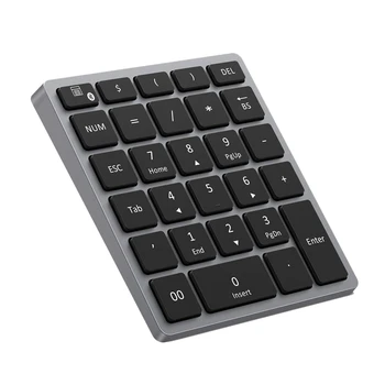 

Numeric Keypad Rechargeable, Portable Wireless Bluetooth 28-Key Number Pad for Tablet, Laptop, Notebook, PC, Desktop (Grey)