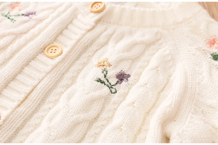 outono primavera anos criança bebê flor bordado de malha manga longa cardigan blusas jaqueta criança crianças meninas