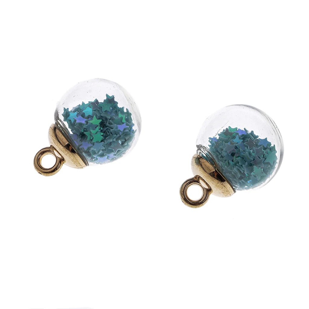 20pcs Best Wish Glass Ball Charms With Star for Necklaces Bracelets Earrings Jewelry Making DIY Crafts Tree Decors Assorted Blue