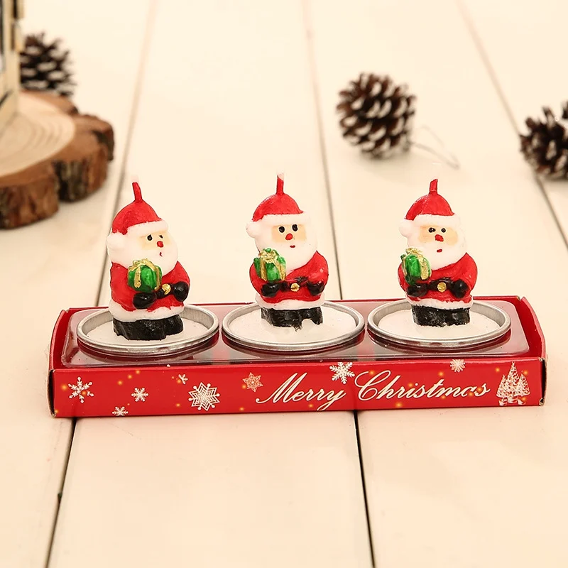 3Pcs/Set Christmas Candles Decoration Santa Snowman Pine Cone Candles For Party Decoration Holiday Supplies Chrisrmas Decoration